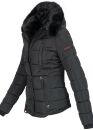 Marikoo warme Damen Winter Jacke gesteppt mit Kunstfell B618 Schwarz Größe L - Gr. 40