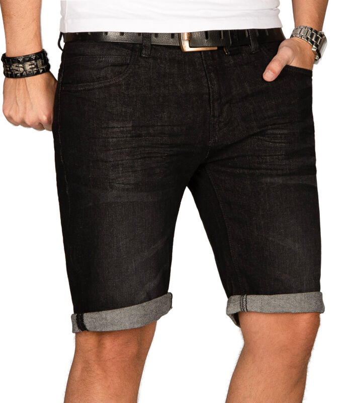 Indicode Herren Sommer Jeans Shorts kurze Hose B556 Schwarz Größe L - Gr. L