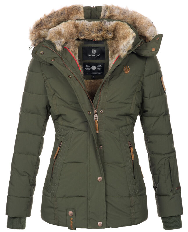 Marikoo Nekoo warm gefütterte Damen Winter Jacke mit Kunstfell B658 S,  124,90 €