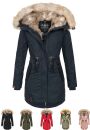 Navahoo warme Damen Winter Jacke lang mit Kunstfell B660