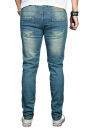 Alessandro Salvarini Designer Herren Jeans Hose Hellblau Regular Slim O043 W30 L32