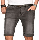 Alessandro Salvarini Herren Jeans Shorts Dunkelgrau Slim...