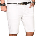 Alessandro Salvarini Herren Jeans Shorts Weiss Slim Fit O107 W32
