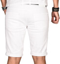 Alessandro Salvarini Herren Jeans Shorts Weiss Slim Fit O107 W32