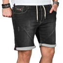 Alessandro Salvarini Herren Jeans Shorts Schwarz Comfort...