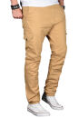 Alessandro Salvarini Herren Designer Cargo Stoff Hose Cargohose Regular Fit NEU O031 Beige W31 L32