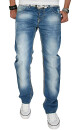 Alessandro Salvarini Herren Jeans Hose Dicke Naht Blau-W33-L32