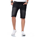 Alessandro Salvarini Herren Jeans Shorts O-383 - Schwarz-W36
