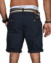 Indicode Herren Chino Shorts kurze Hose inkl. Gürtel B499 Navy Größe S - Gr. S