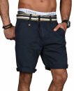 Indicode Herren Chino Shorts kurze Hose inkl. Gürtel B499 Navy Größe M - Gr. M